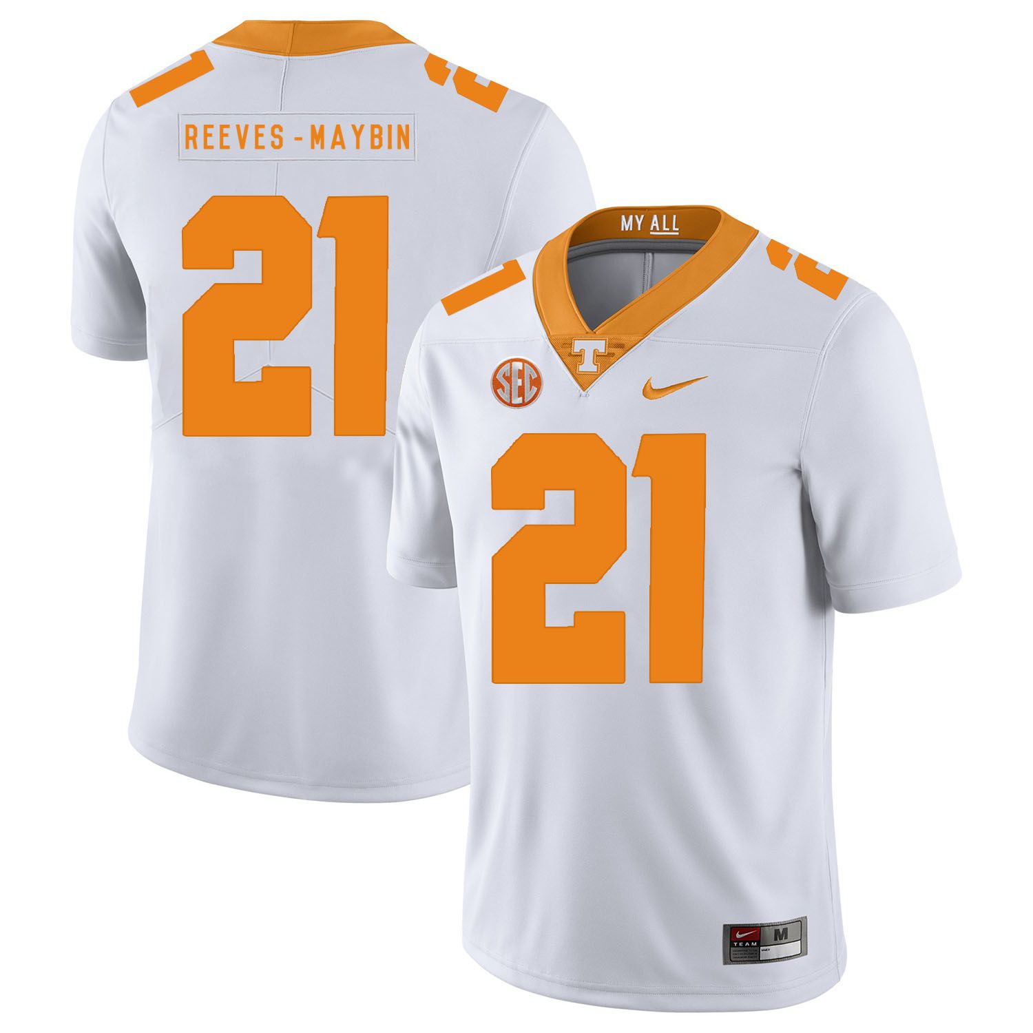 Men Tennessee Volunteers #21 Reeves-maybin White Customized NCAA Jerseys